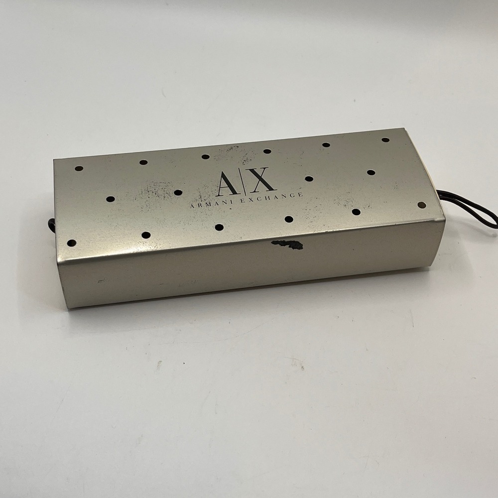Armani Exchange AX Metal Watch Box Case Storage Holder Silver Tone